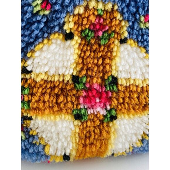 Handmade Vintage Latch Hook Completed Kit Pillow Bless This House 24 x 18.5" - Picture 3 of 8
